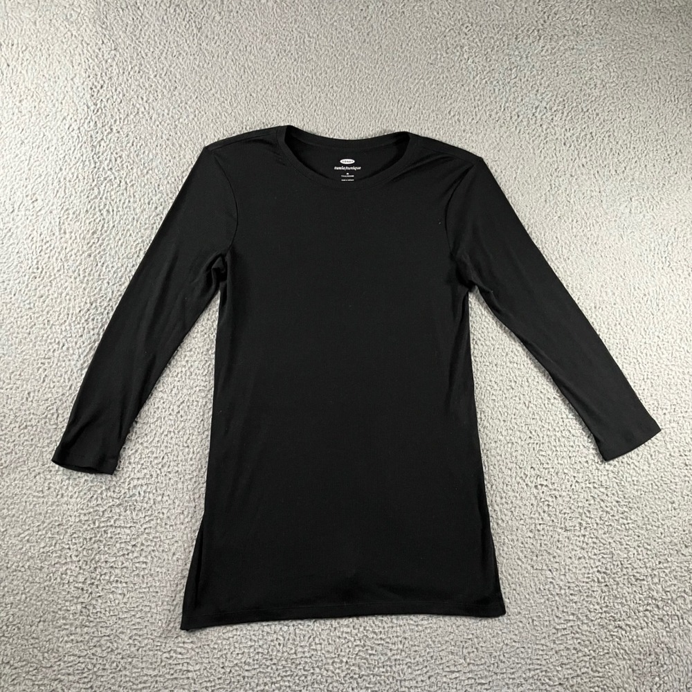 Old Navy Tunic Top M Tall Black Ribbed L/S Layering 90s Goth Capsule Capsule